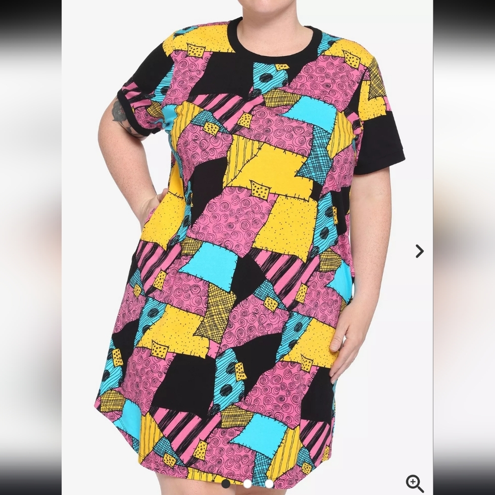 Disney Sally Nightmare Before Christmas Colorblock Patchwork Midi Dress - Picture 3 of 8